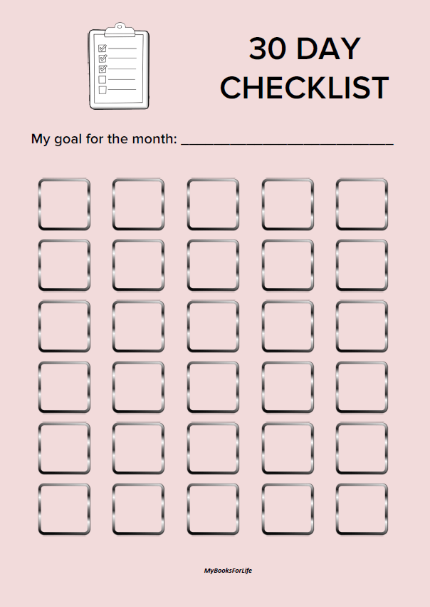 Checklist: 30 Days&nbsp;Pink